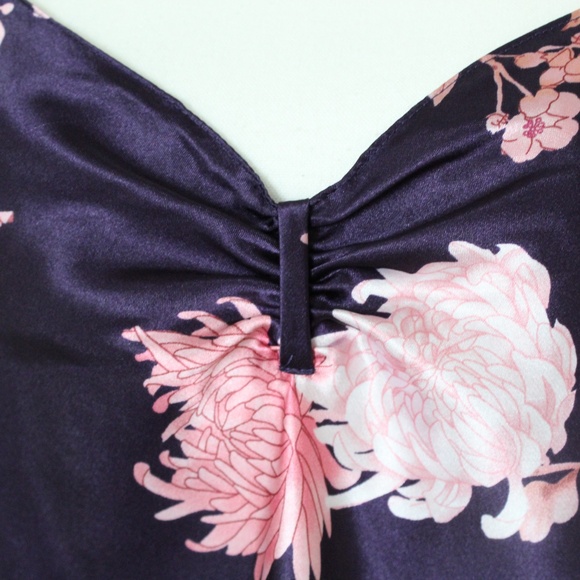 Purple & Pink Floral Print Lace Detail Chemise - Picture 2 of 7